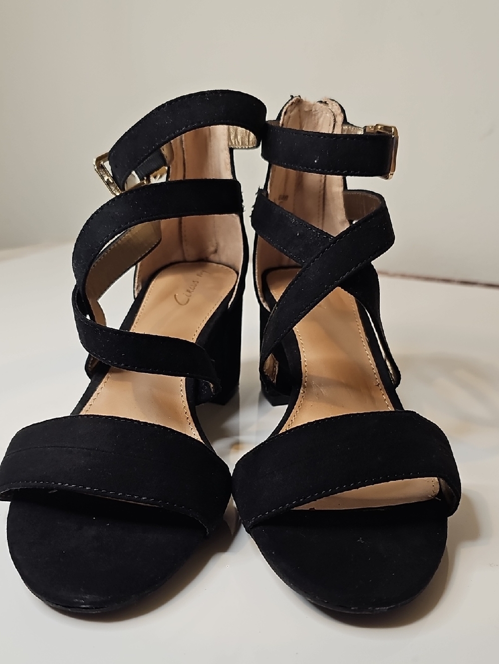 Circus Black Strappy Block Heel Sandals - Women's Size 7 - Picture 9 of 10